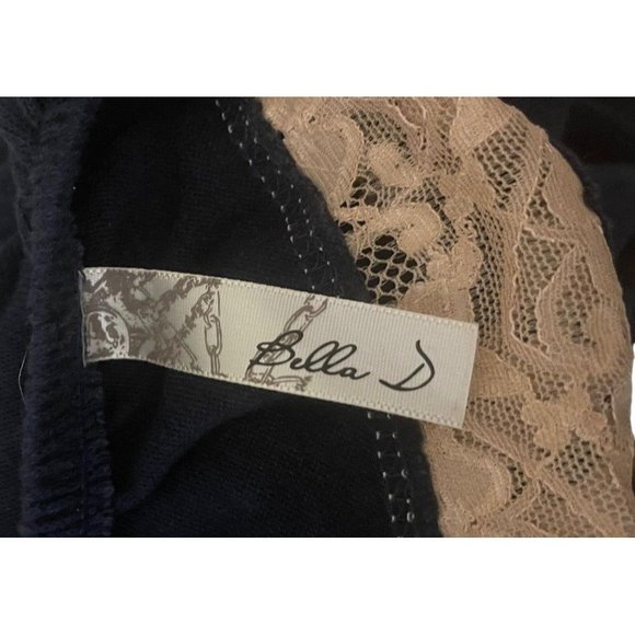 Large Bella D Lace Embellisment Women's Navy Blue Off Shoulder Blouse - Picture 9 of 10